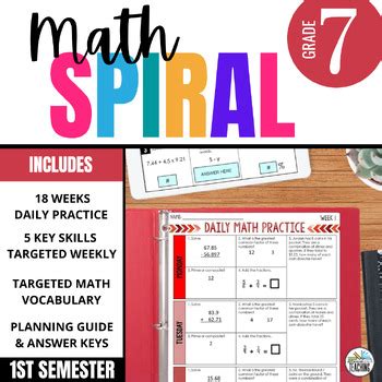 7th Grade Math Spiral Review Daily Warm Ups In Print Digital