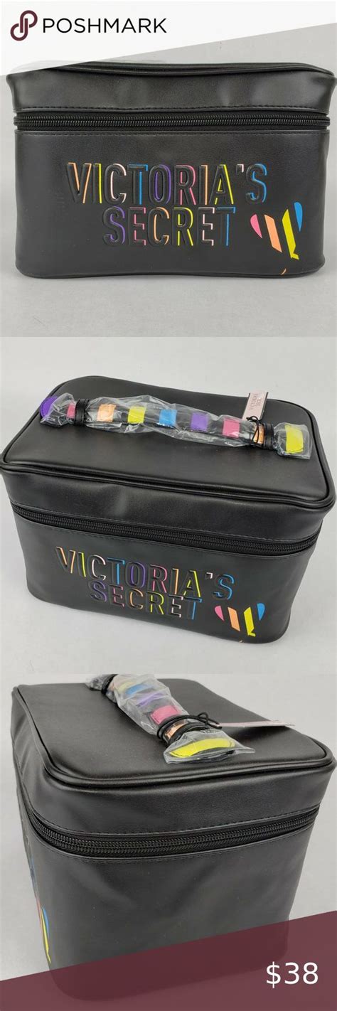 Victorias Secret Rainbow Black Soft Train Case In 2020 Victoria Secret Victoria Secret Bags