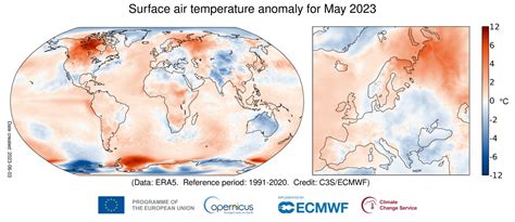 Surface air temperature for May 2023 | Copernicus