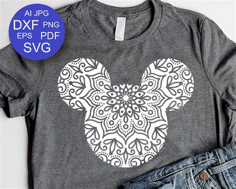 Mickey Mandala Svg Files Dxf Eps Png Jpeg Zentangle Mickey Mouse