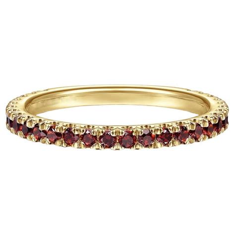 Customizable Garnet Stackable 2mm Band 14K Gold January Birthstone