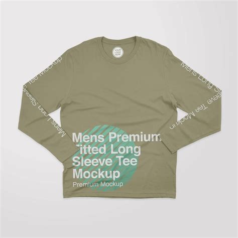 Premium Psd Mens Premium Fitted Longsleeve Tee Front Mockup