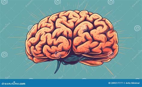 Artistic Brain Illustration with Seamless Plain Background Stock ...