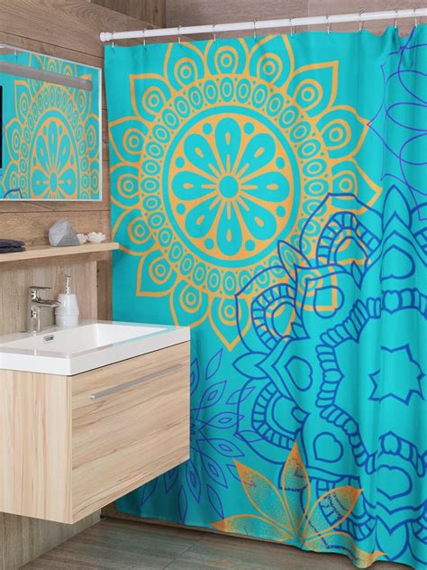 Mandala Bohemian Curtain Abstract Boho Shower Curtain Colorful Funky