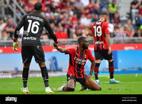 Milano Italy 15th May 2022 Goalkeeper Mike Maignan 16 And Fikayo