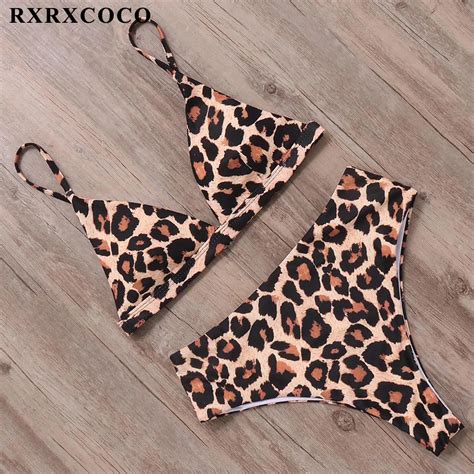 Rxrxcoco Hot Sexy Snake Printed Bikini High Waist Swimwear Women