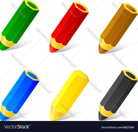 Set Colored Pencils Royalty Free Vector Image Vectorstock