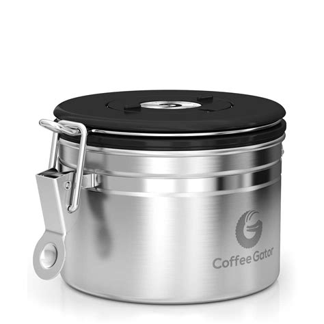 Coffee Gator Stainless Steel Coffee Canister With Co2 Release Valve