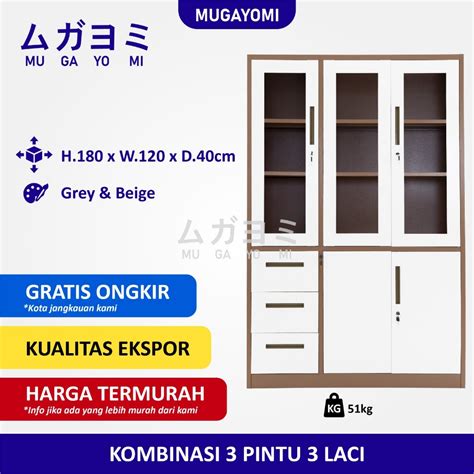 Jual Lemari Arsip Besi Kantor Pintu Ayun Kombinasi Laci Jpn H