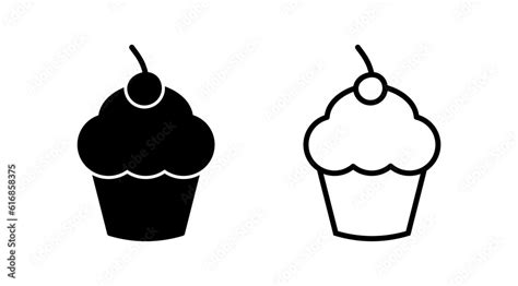 Cup Cake Icon Vector Cake Icon Bakery Muffin Stock Vector Adobe Stock