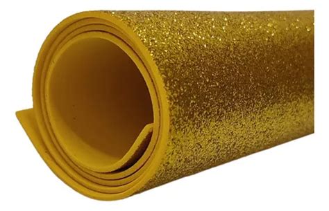 5 Folhas Eva Glitter 40x30 Artesanato Escolar Decorar Cor Ouro