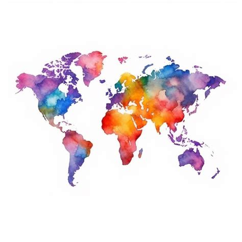 Um Mapa De Aquarela Do Mundo Um Fundo Branco Foto Premium