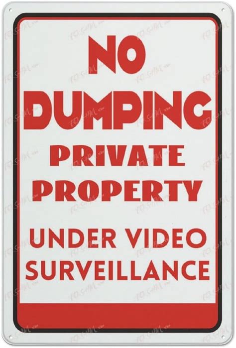 Retro Tin Sign No Dumping Private Property Under Video Surveillance