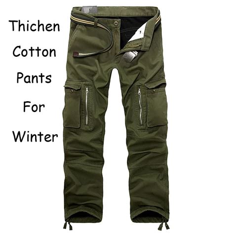 Winter Fleece Lined Men S Cargo Double Layer Pants Warm Military Cargo