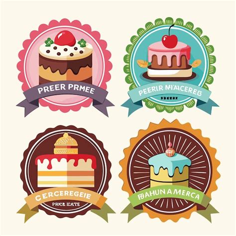 Cuatro Iconos De Pasteles Ilustrados En Diferentes Estilos Vector Premium