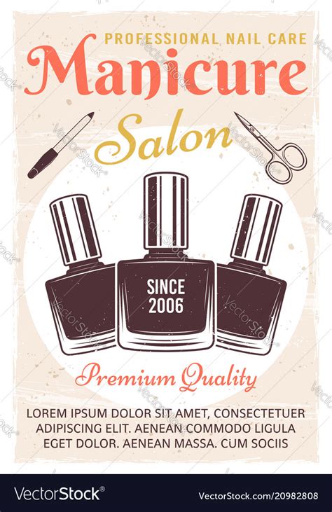 Manicure Salon Vintage Poster With Nail Polish Vector Image