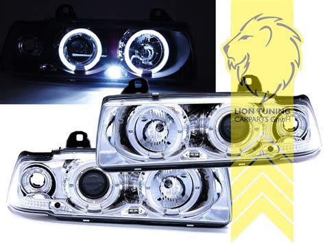 LED Angel Eyes Scheinwerfer für BMW E36 Limousine Touring Compact chrom