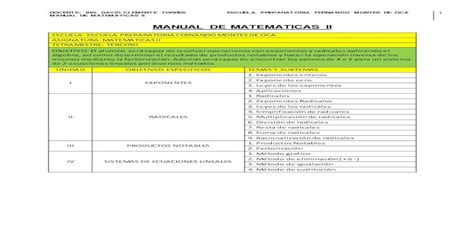 MANUAL DE MATEMATICAS II Preparatoriamontesdeoca Leyes De Los