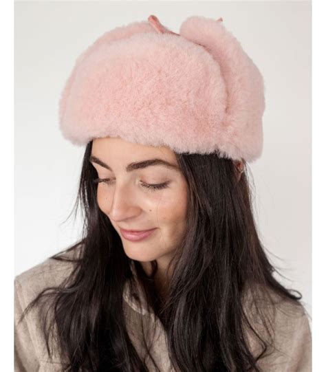 Pink Shearling Ushanka At