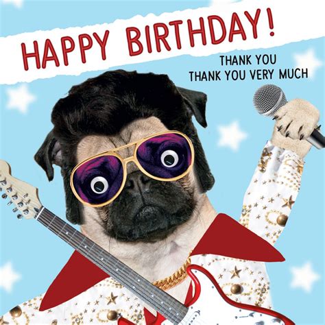 Elvis Pug Birthday Card | I Love Pugs