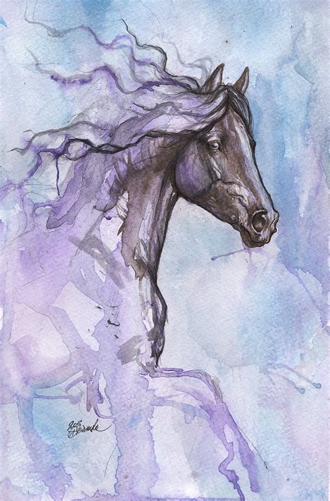 Friesian Horse Black Horse Equine Art Portrait Original - Etsy