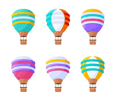 Premium Vector Hot Air Balloons Flat Illustrations Set Colorful