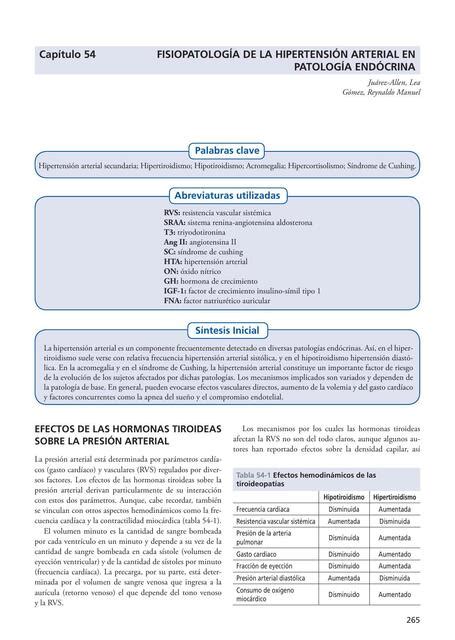 Fisiopatolog A De La Hipertensi N Arterial En Patolog A Endocrina