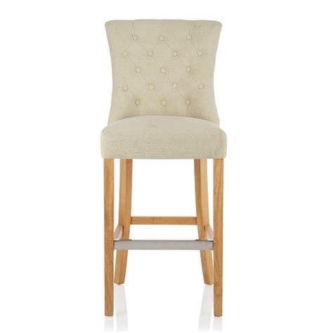 Marlon Bar Stool In Cream Fabric With Oak Legs Furniture In Fashion