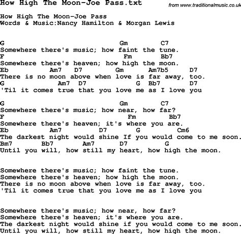 Jazz Song How High The Moon Joe Pass With Chords Tabs And Lyrics From Top Bands And Artists