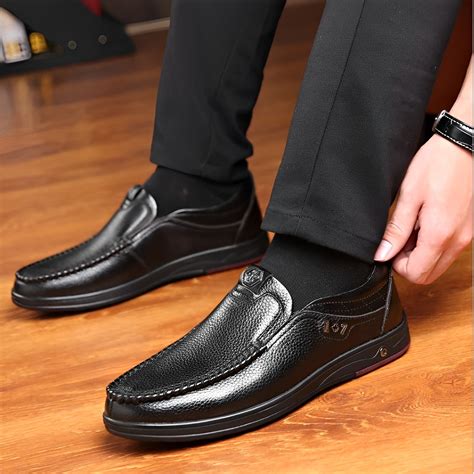 Dressye Mens Genuine Leather Soft Insole Casual Business Slip On Loafers