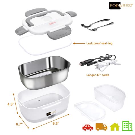Snapklik.com : FORABEST Electric Lunch Box - Fast 60W Food Heater 3-In
