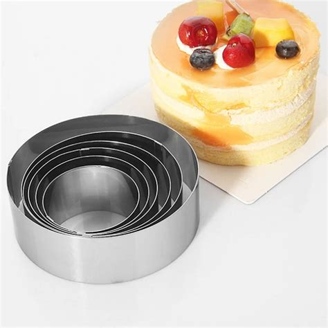 Cooking Silver Mousse Cake Rings Stainless Steel 6pcsset Round Small