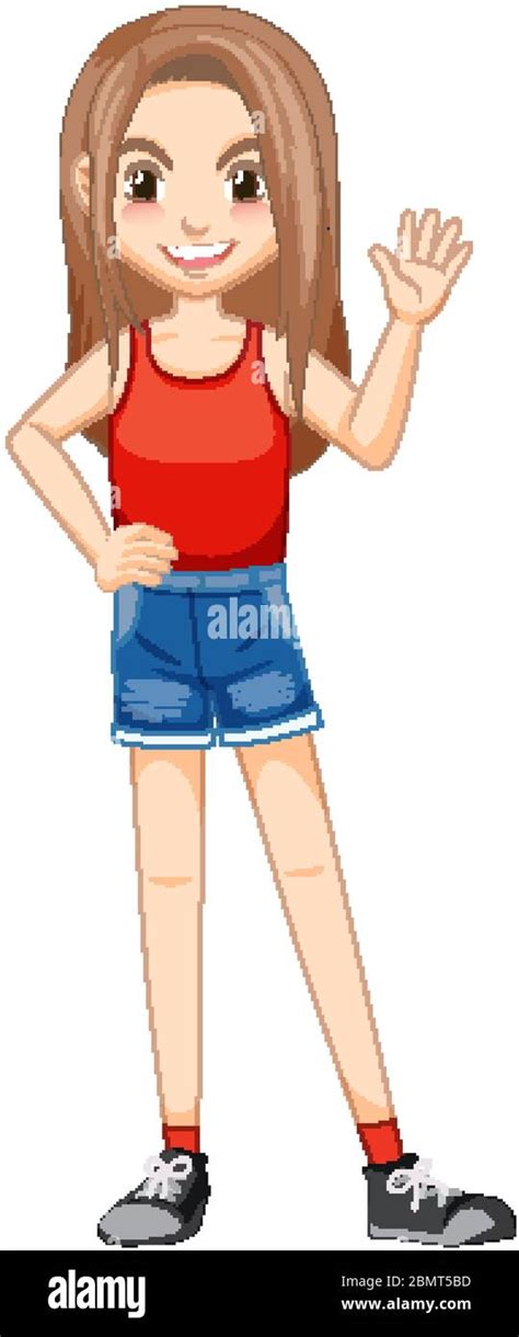 Young lady in red vest cartoon character illustration Stock Vector Image & Art - Alamy