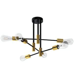 YANSUN 32 7 In 6 Light Black Unique Modern Sputnik Semi Flush Mount