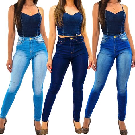 Kit Cal As Jeans Feminina Cintura Alta Lycra Premium Luxo R