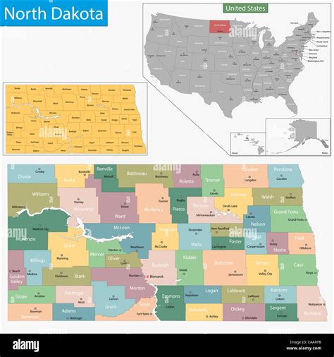North Dakota map Stock Photo - Alamy