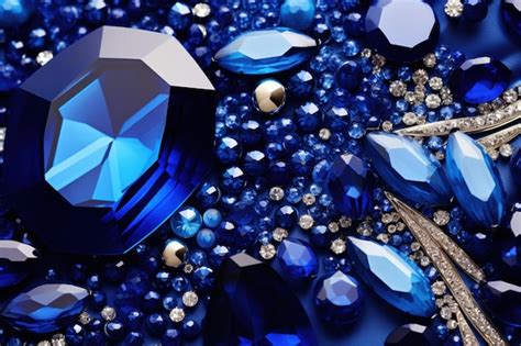 Premium Ai Image Set Of Blue Gemstones