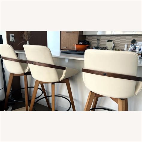 Armen Living X Mid Century Wood Swivel Bar Counter Stools Aptdeco