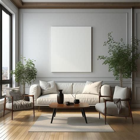 Premium Ai Image A Living Room With A Couch Chairs And A Picture On