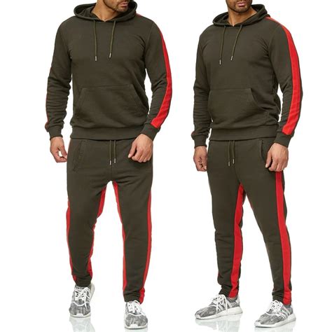 Zogaa Mens Tracksuit Color Block Sweatsuit For Men Hooded Sweatshirt