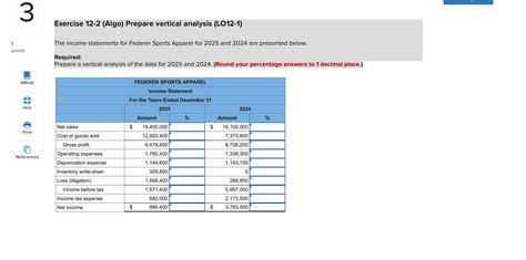 Solved Exercise Algo Prepare Vertical Analysis Chegg