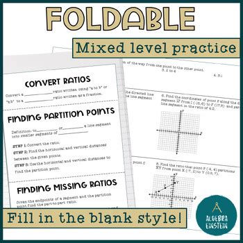 Partitioning A Line Segment Notes Foldable By Algebra Einstein Tpt