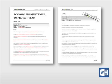 Acknowledgment Email To Project Team