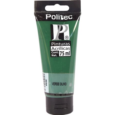 Pintura Acrílica Politec Verde Olivo L 300 75 ML Papelería Lumen