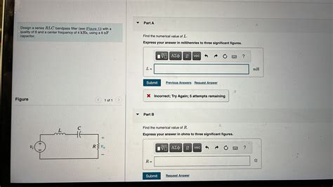 Solved Design A Series Rlc Bandpass Filter See Figure Chegg