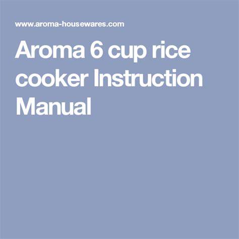 Aroma Rice Cooker Manual Cup