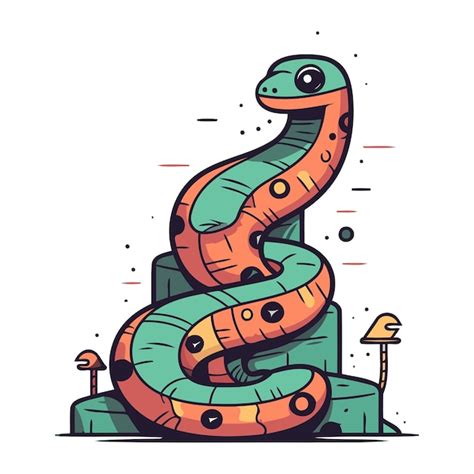 Serpente Rastejando Nas Escadas Ilustra O Vetorial Em Estilo Plano