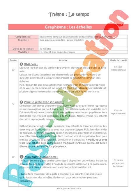 Graphisme Le temps MS de maternelle Séquence complète PDF à