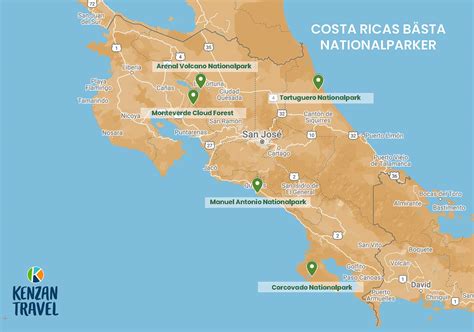 Costa Ricas nationalparker Djur och äventyr Kenzan Tours