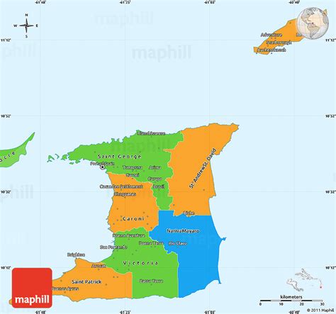 Political Simple Map of Trinidad and Tobago